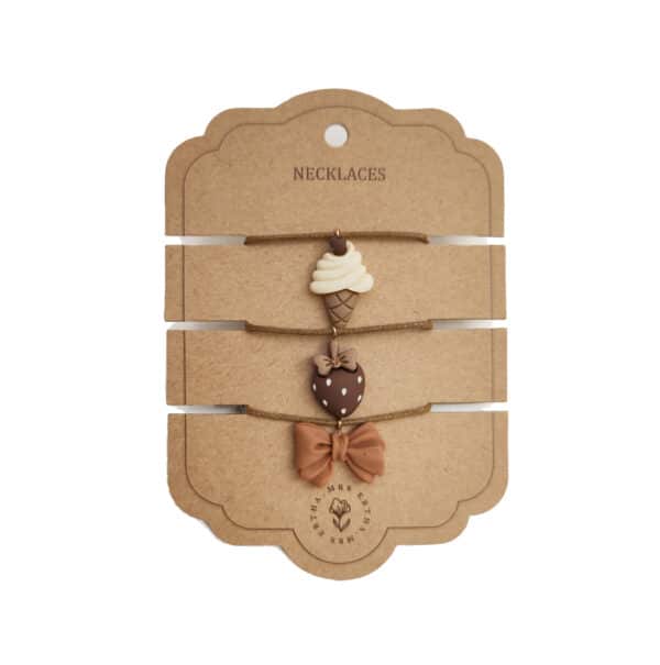 necklace toy pack of 3 icecream strawberry bow
