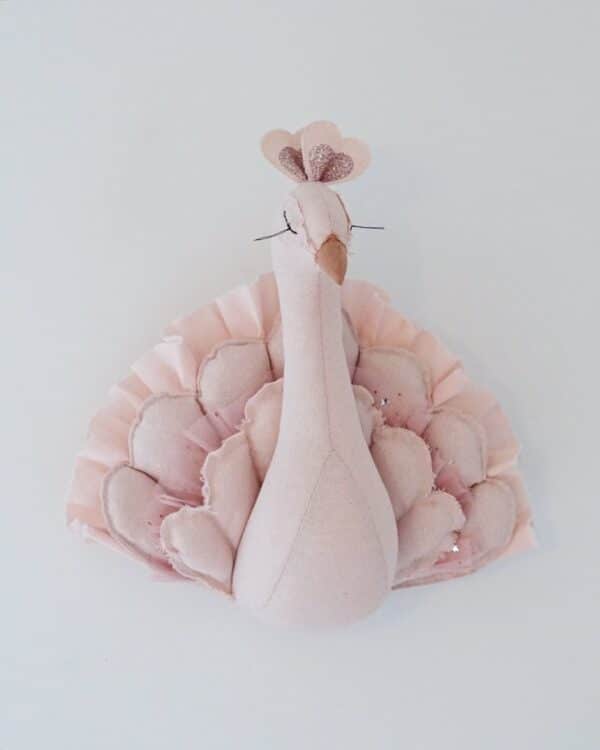 peacock kids wall decor glittery pink