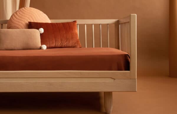 pure oak wood single bed + sofa extension