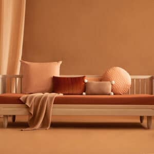 pure oak wood single bed + sofa extension