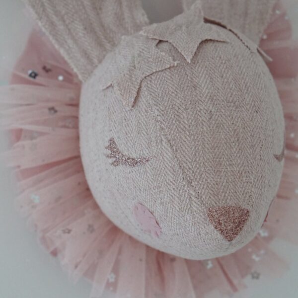 rabbit head kids wall decor nude pink