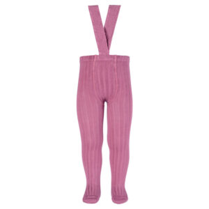 rib tights with elastic suspenders cassis