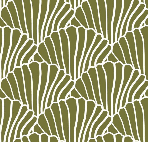 SeaShells Fitted Sheet-Olive Green