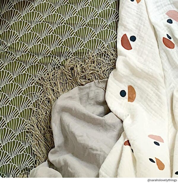 SeaShells Fitted Sheet-Olive Green - Image 3