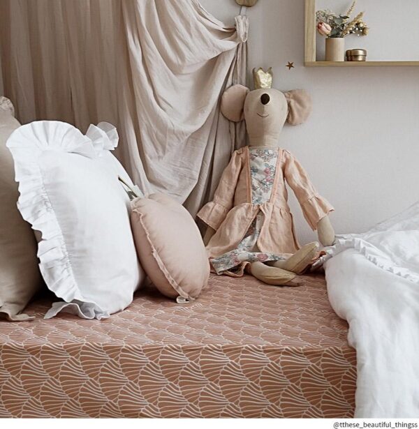 SeaShells Fitted Sheet-Terracotta Pink - Image 2