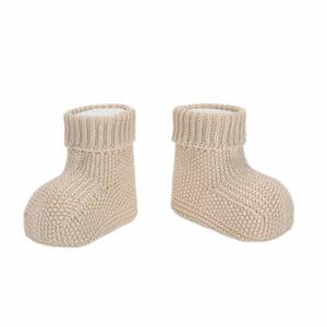 sand stitch baby booties linen