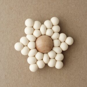 silicone+wood star teether cream