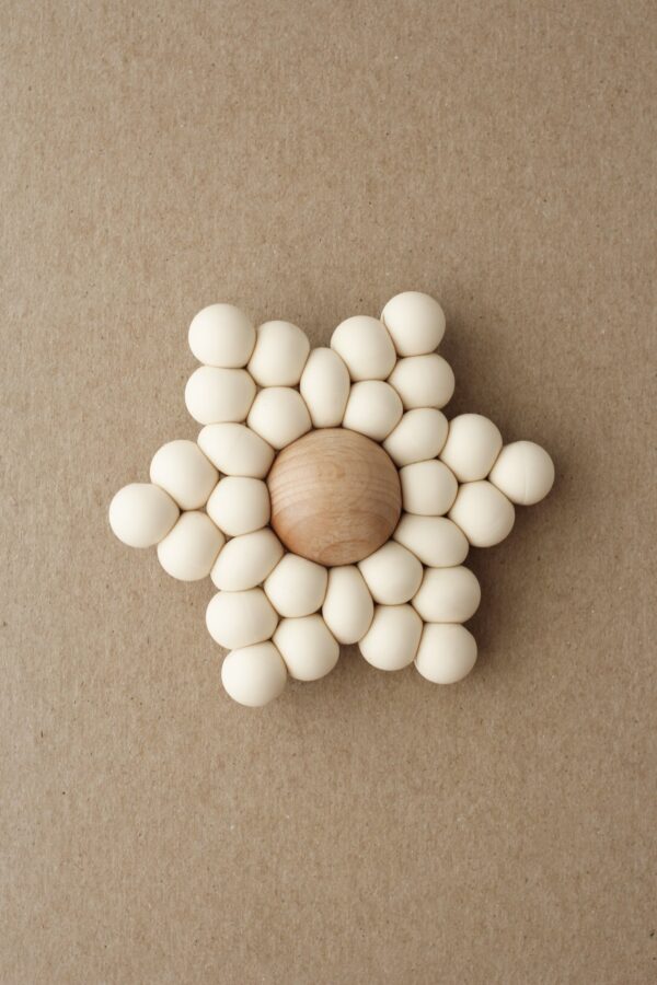 silicone+wood star teether cream