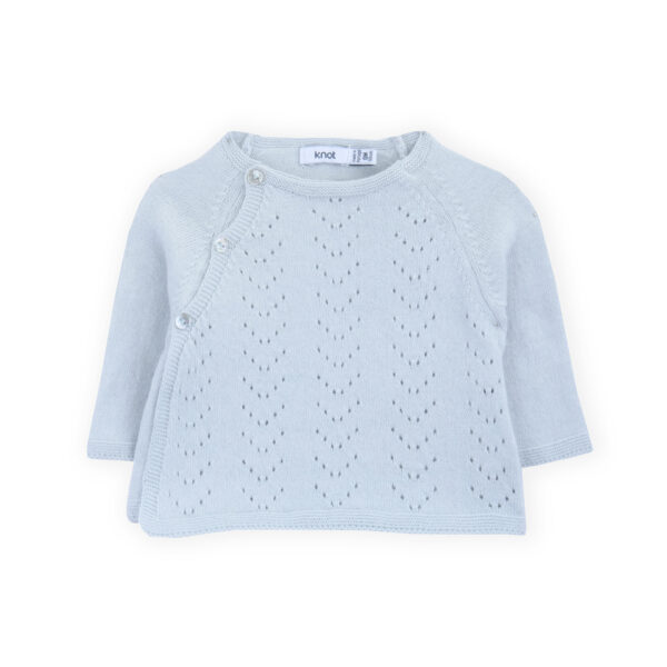 sweater newborn tricot ajours illusion blue