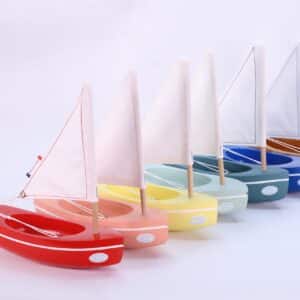 wooden boat toy le bachi yellow