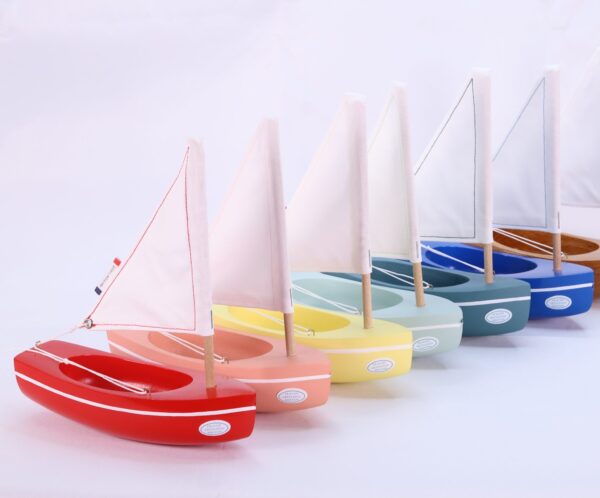 wooden boat toy le bachi yellow