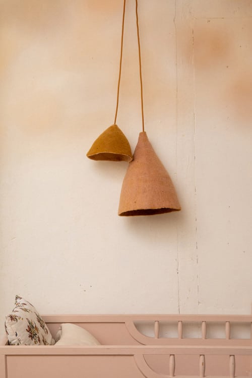 tipi lampshade quartz pink and gold small