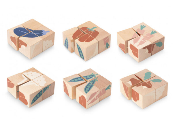 veggies wooden cubes look