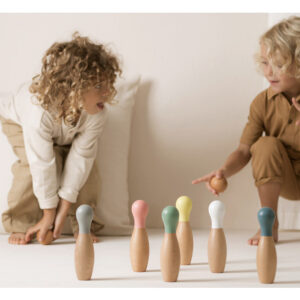 wooden bowling set look