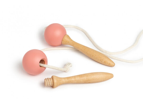 wooden skipping rope pink