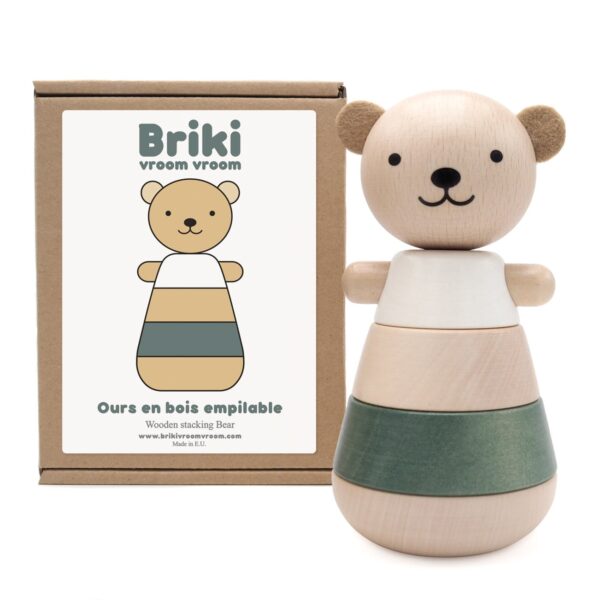 wooden stacking bear grey look