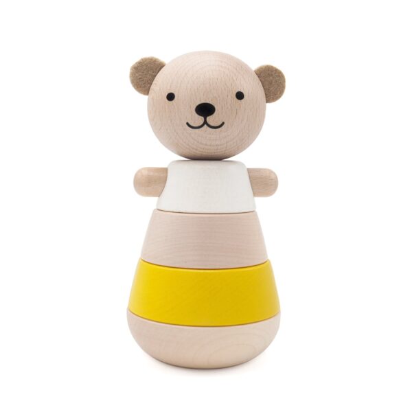 wooden stacking bear jaune