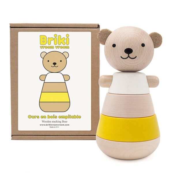 wooden stacking bear yellow look