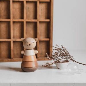 wooden stacking cat