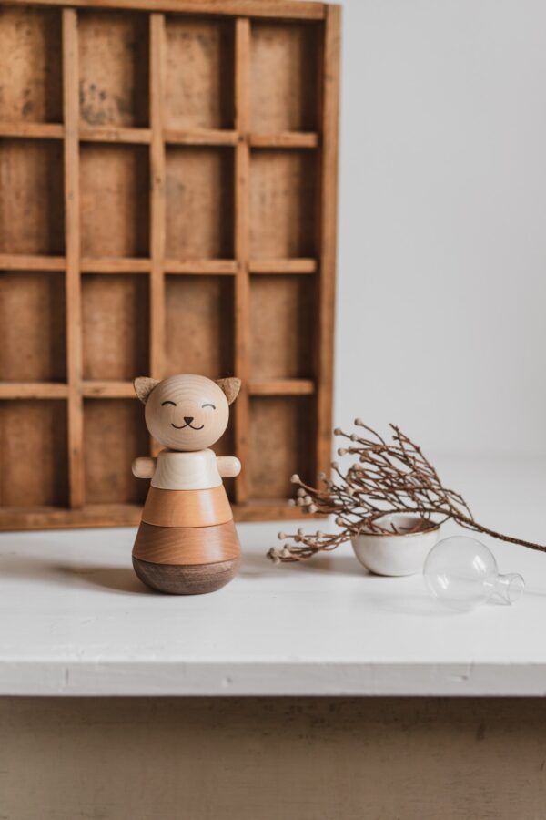 wooden stacking cat
