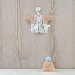 baby doll dress light blue flower romper with beige jacket