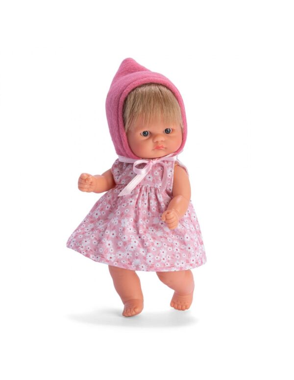 baby doll flower dress with fuchsia pink hood 20cm