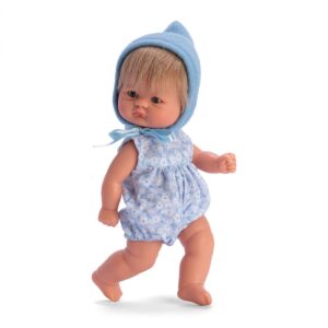 baby doll flower romper with blue hood 20cm