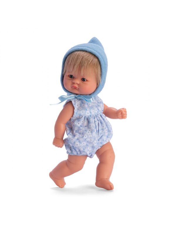 baby doll flower romper with blue hood 20cm