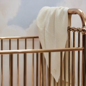 blanket cot basic knit ivory and coral fleece