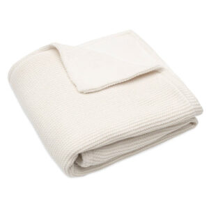 blanket cradle basic knit ivory coral fleece