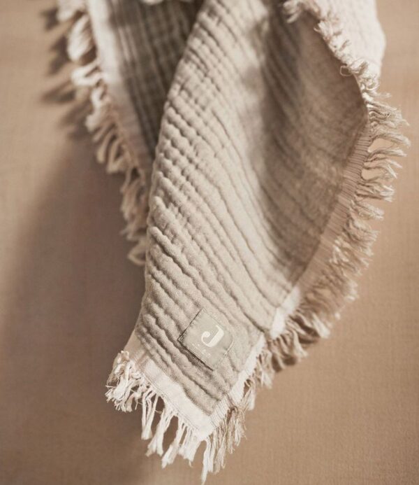 blanket cradle fringe olive green and ivory