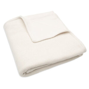 cot blanket basic knit ivory and coral fleece 100x150cm