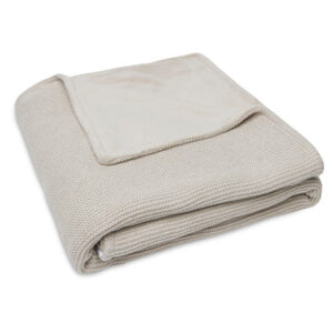 cot blanket basic knit nougat and coral fleece 100x150cm