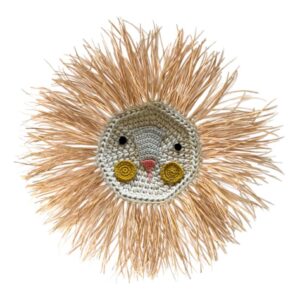 wall decor lion crochet small mustard