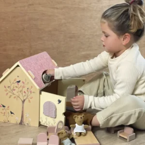doll house with bears