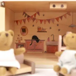 doll house with bears
