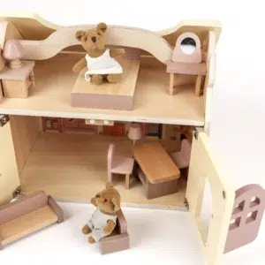 doll house with bears