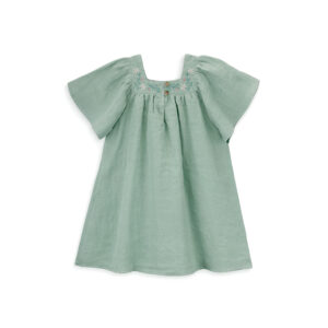 emerald dress with embroidery