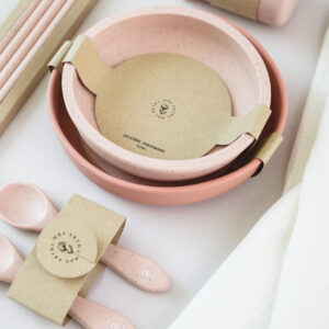 feeding set blush speckle