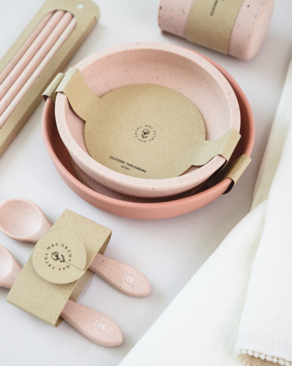 feeding set blush speckle