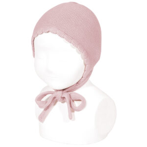garter stitch classic bonnet pale pink
