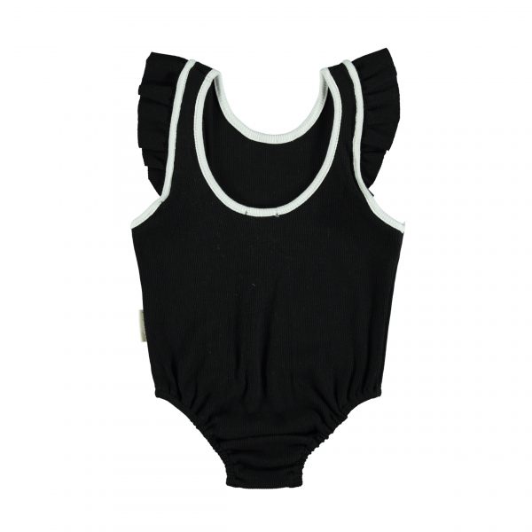 Ribbed Sleeveless Bodysuit-Black - Image 3