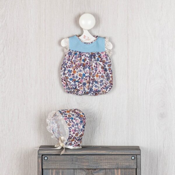gordi doll romper with flowers and blue front 28cm