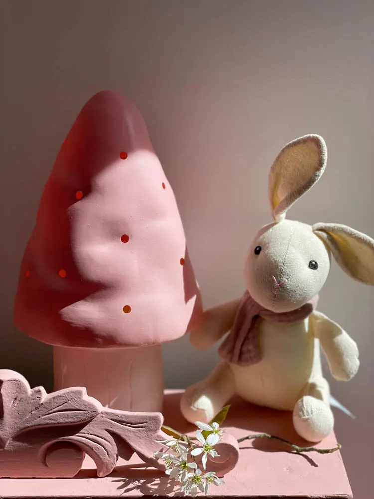 lamp small mushroom vintage pink