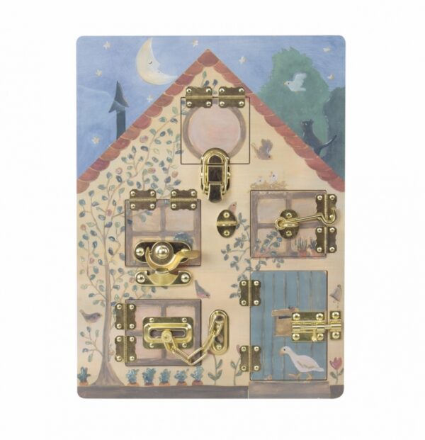 latches board rabbit house toy