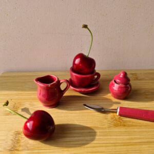 mini porcelain tea set toy cherry