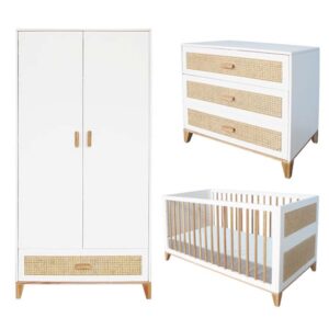 nami baby crib + chest of drawer + wardrobe + changing table