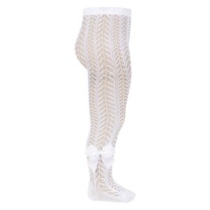 openwork perle tights with side grosgrain bow