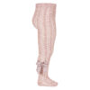 openwork perle tights with side grosgrain bow pale pink