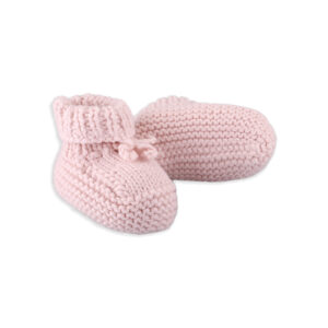 pine knitted booties peony pink